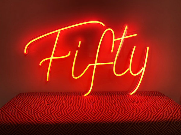 Fifty Colour Changing Neon Sign For Hire
