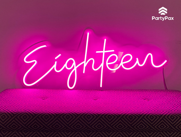 Eighteen Colour Changing Neon Sign For Hire - Premium Neon Signs from PartyPax - Just $120.00! Shop now at PartyPax