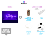 Sixty Colour Changing Neon Sign for Hire - Premium Neon Signs from PartyPax - Just $150.00! Shop now at PartyPax